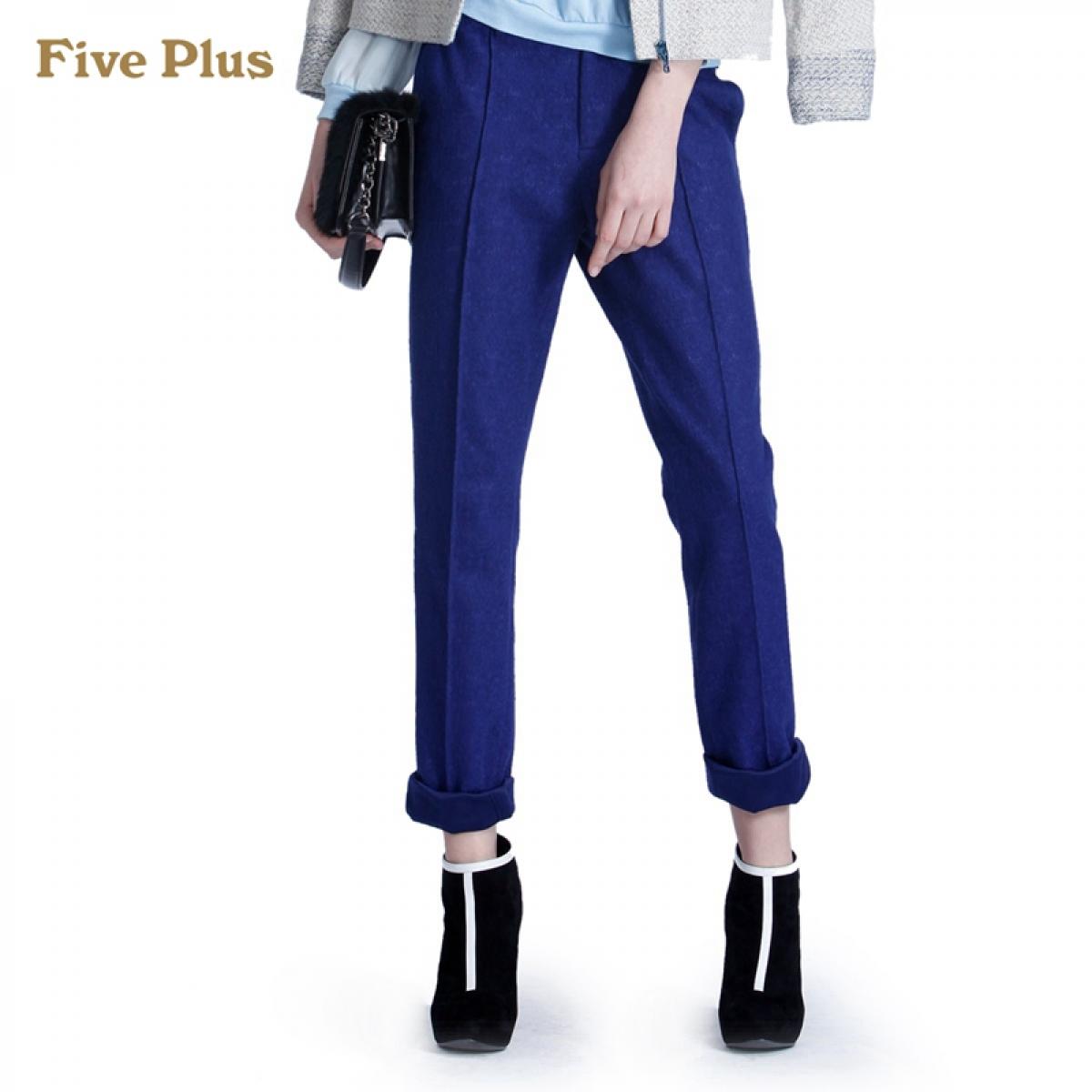 Five Plus新女冬装时尚蕾丝修身长裤小脚铅笔休闲裤2134060490 宝蓝660 M