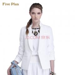 Five Plus新女秋装欧美简约纯色翻领长袖外套小西2133044870 米白010 L