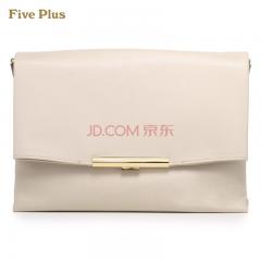 Five Plus新女冬装欧美简约纯色PU翻盖金属链条单肩包2135528040 杏色870 均码